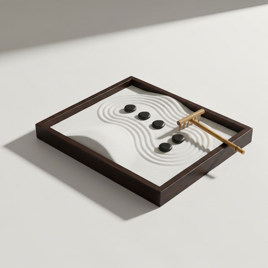 Premium Zen garden desktop kit with tray, sand and stones